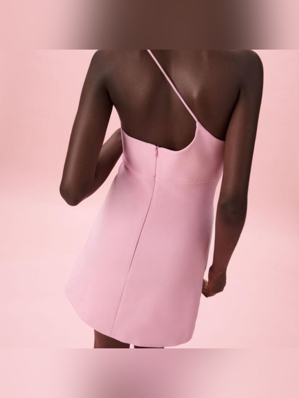 Zara One-Shoulder Pink Mini Romper Dress - Picture 2 of 5